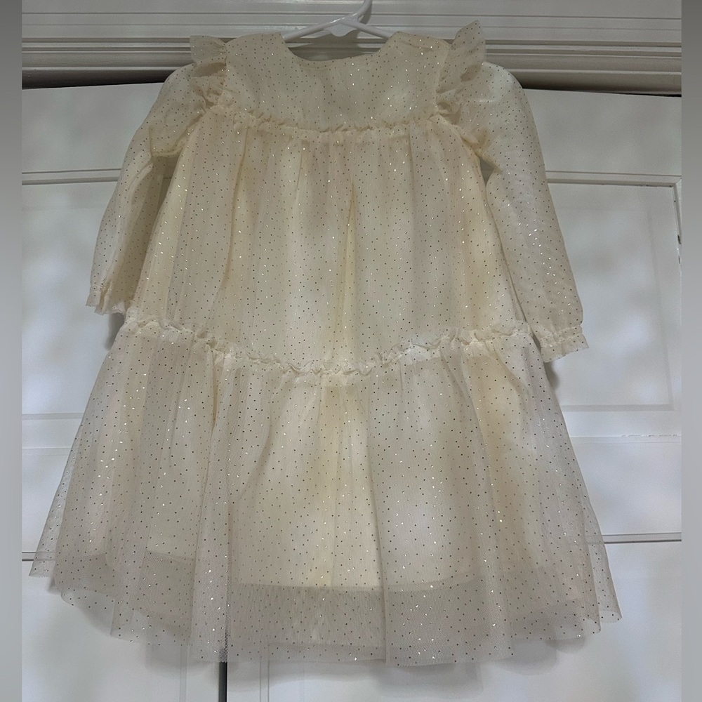 Carter's Ivory Tulle Dress with Gold Sparkle Dots
